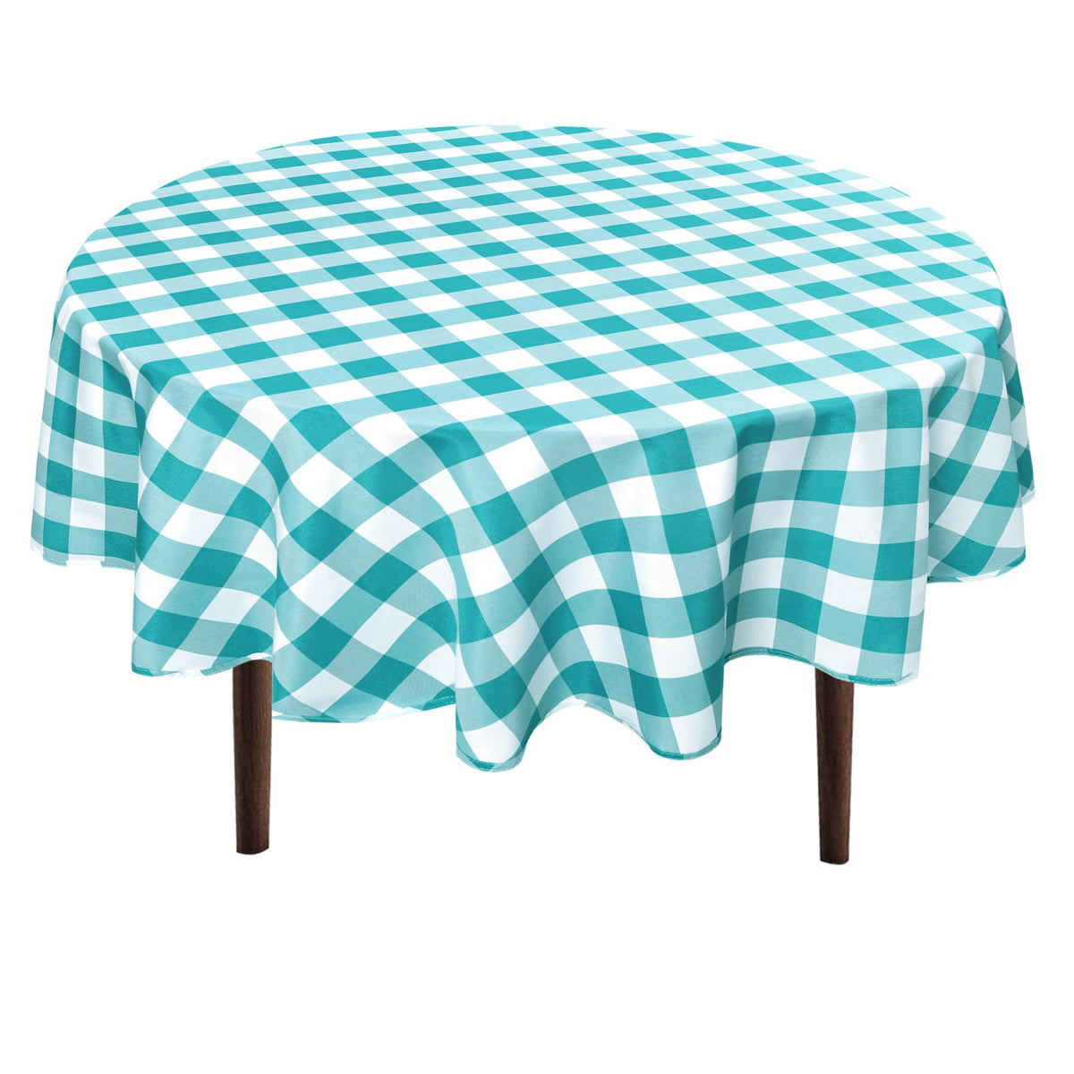 Hiasan Checkered Round Tablecloth 60 Inch Waterproof, Red and White