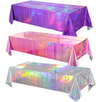 3 Pack Rose Gold Plastic Tablecloth, Dusty Pink Disposable Rectangle Table Covers, Holographic Metallic Foil Tablecloth Rose Party Supplies Decorations for Birthday Wedding Bachelorette, 54x108Inch