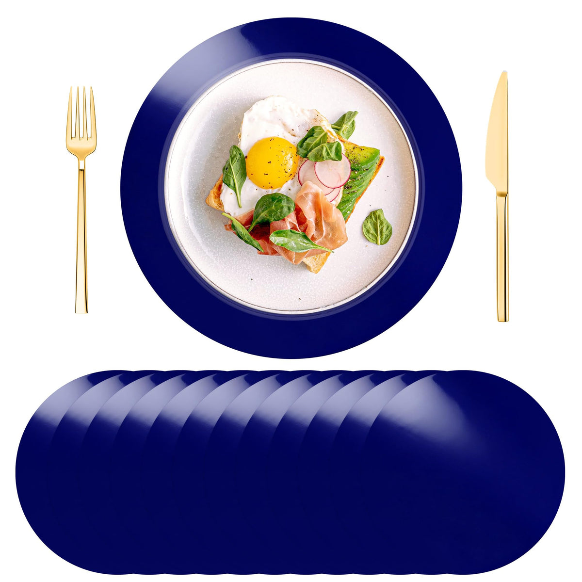 KesaPlan 50PCS 13in Round Gold Placemats, Disposable Paper Chargers Plate