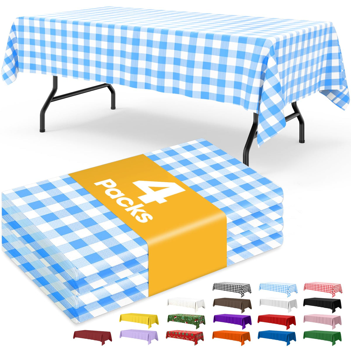 Niuara Ivory Plastic Table Cloth Disposable, 4 Pack, 54 x 108 in