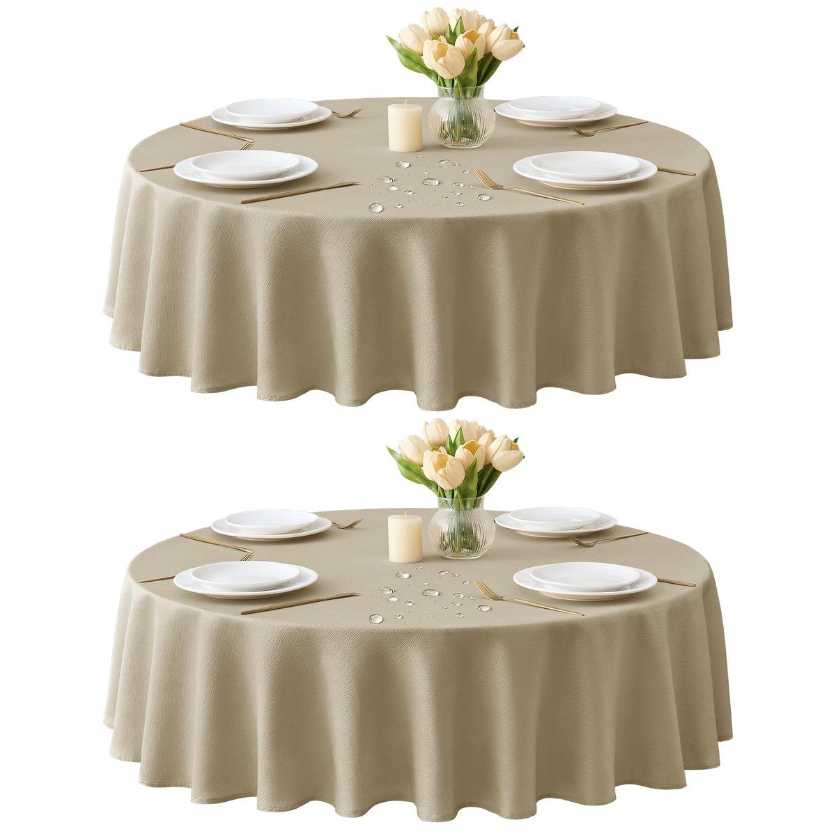 Fall Tablecloths Rectangular 6ft, Slub Texture, Waterproof, 2-Pack
