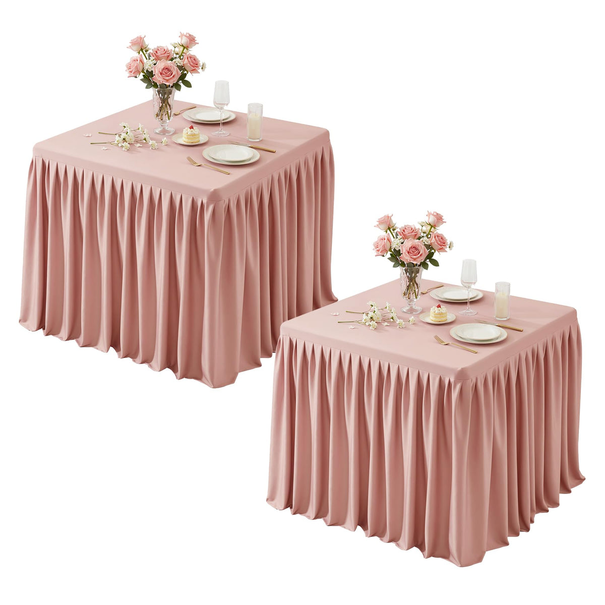 Black Square Tablecloths 34x34 Inch,Stretch Fitted Small Square Table Cloth Washable Fabric Card Table Cover with Pleated Ruffle Skirt for Dining,Kitchen,Buffet Parties,Trade Show,Vendor Stand