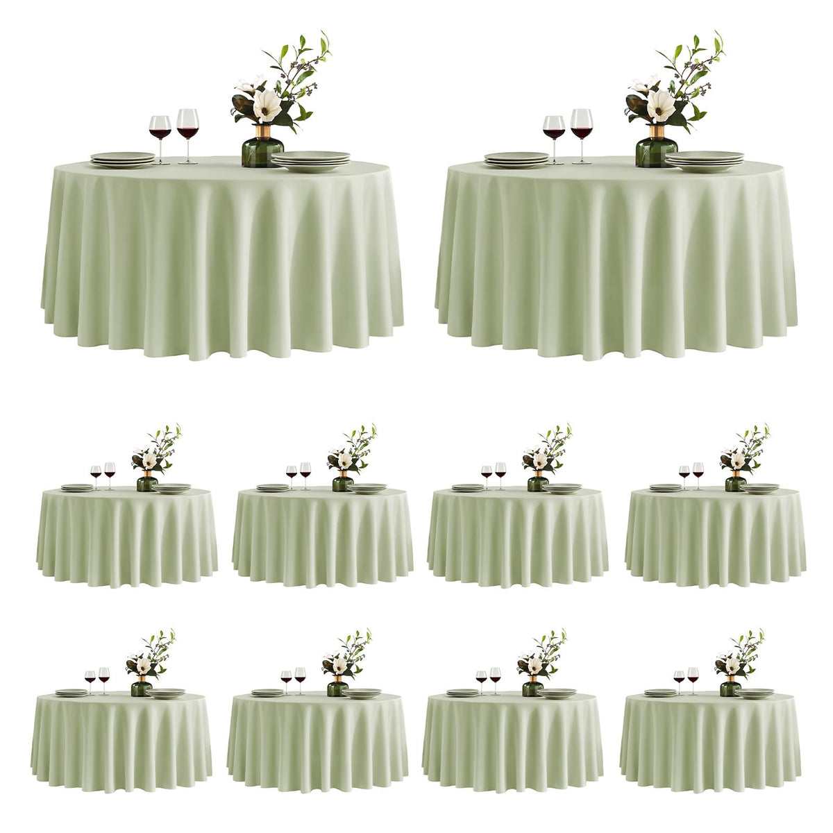 VidaFete Tablecloth 10 Pack 120inch Round Table Cloth Polyester, Navy Blue