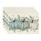 Artoid Mode Navy Blue Pumpkins Fall Placemats Set of 6-12 x 18 Inch