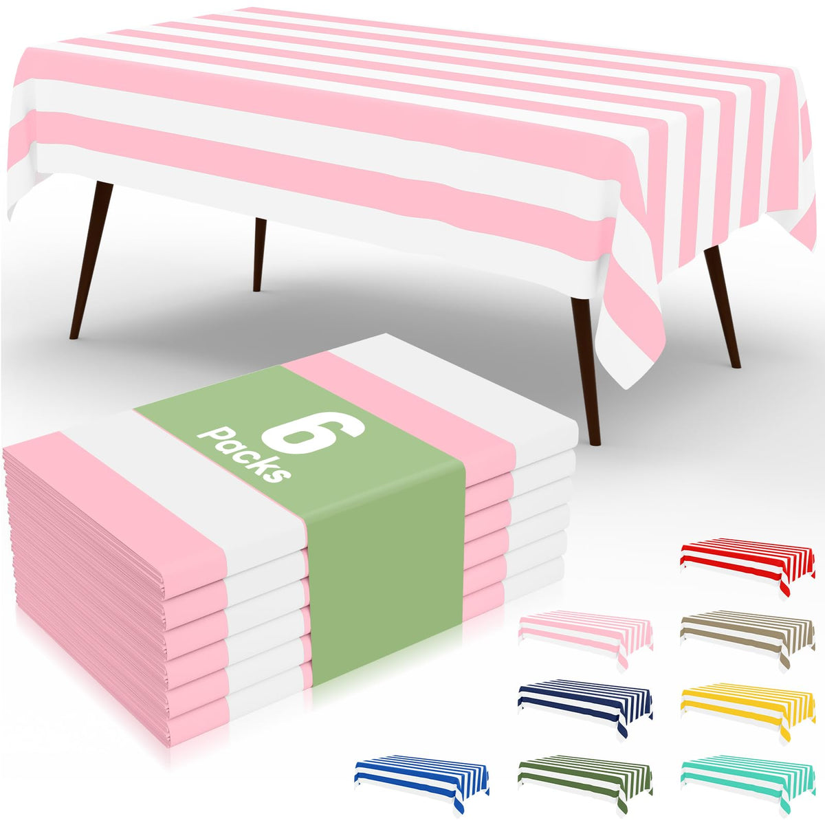 misaya 3 Packs Striped Disposable Table Cloth, 54 x 108 Inch Waterproof Rectangle Tablecloth, Leakproof & Sturdy Decorative Table Covers for Picnic, Party, Back to School and Outdoor, Yellow and White