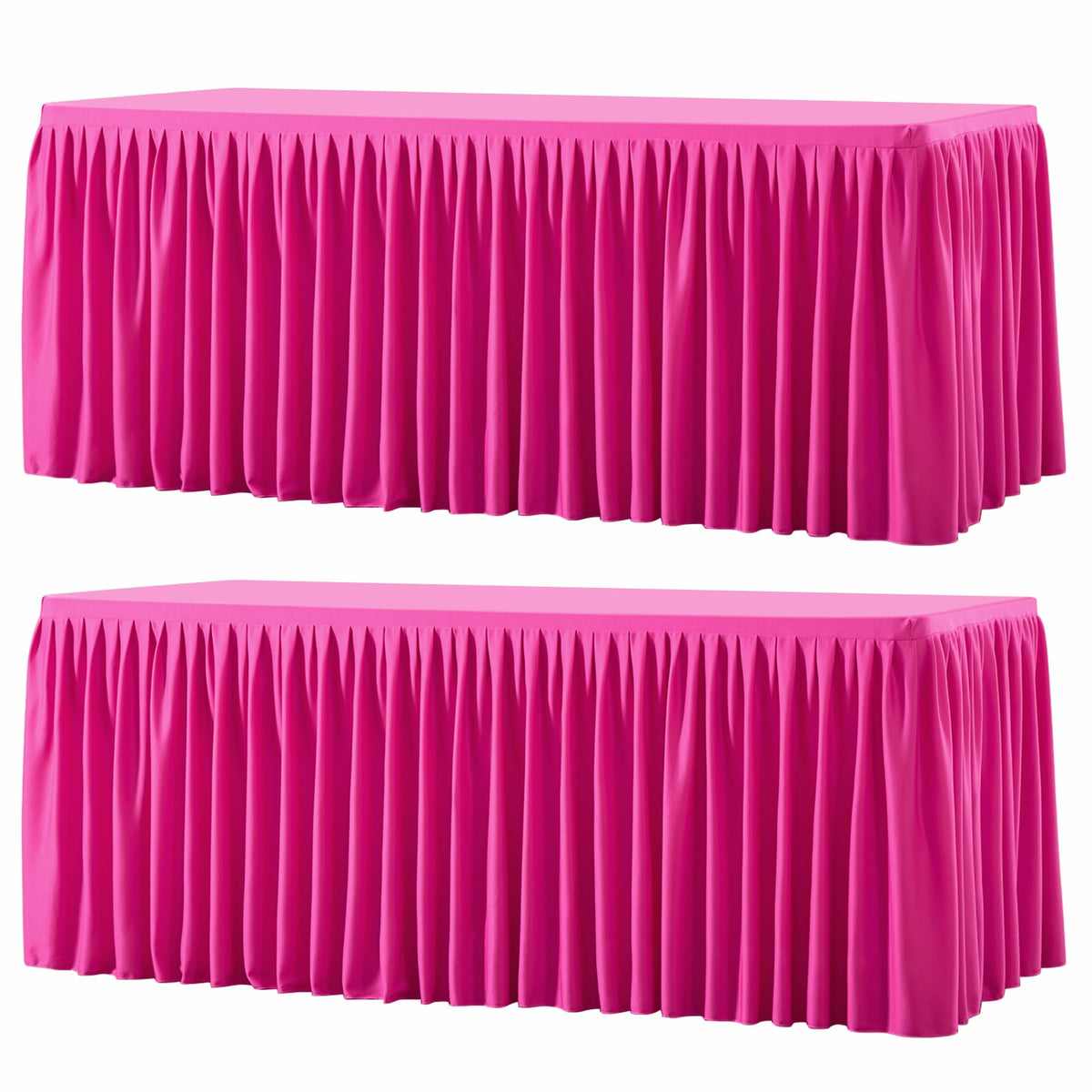 Wish Care 2 Pack Champagne Rectangle Table Clothes for 6 Foot Tables, Polyester Fitted Tablecloths 6t Stretch Table Cover for Wedding, Birthday, Parties, Trade Show, Craft Show
