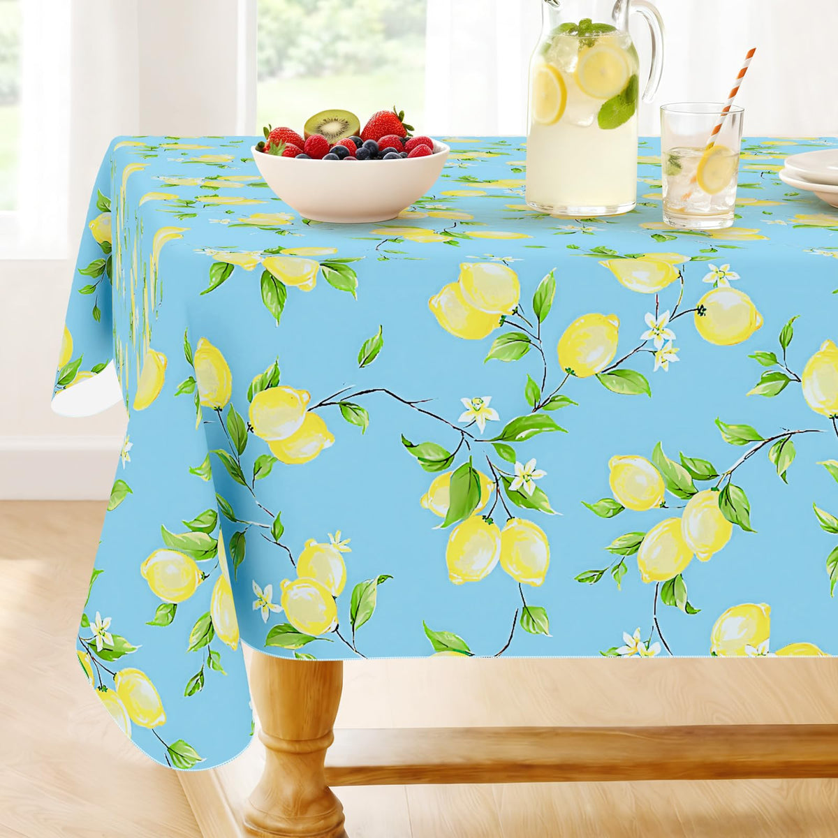 Smiry Fall Rectangle Table Cloth, Waterproof Vinyl Tablecloth with Flannel Backing, Wipeable Autumn Pumpkin Plastic Tablecloths for Harvest and Thanksgiving Parties, (Orange, 60"x84")