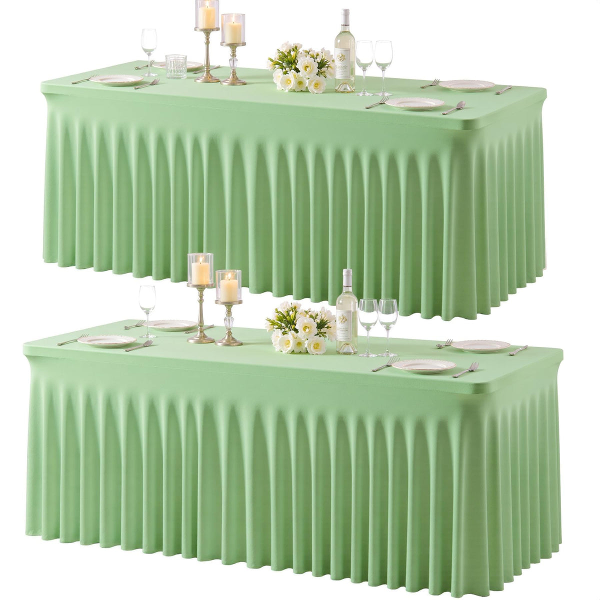 gogoparti 2 Pack Spandex Beige Fitted Table Cloth for 6ft Rectangle Tables Beige Stretch Tablecloth Table Covers Skirt Banquet Wrinkle Free Tablecloths for Parties Wedding