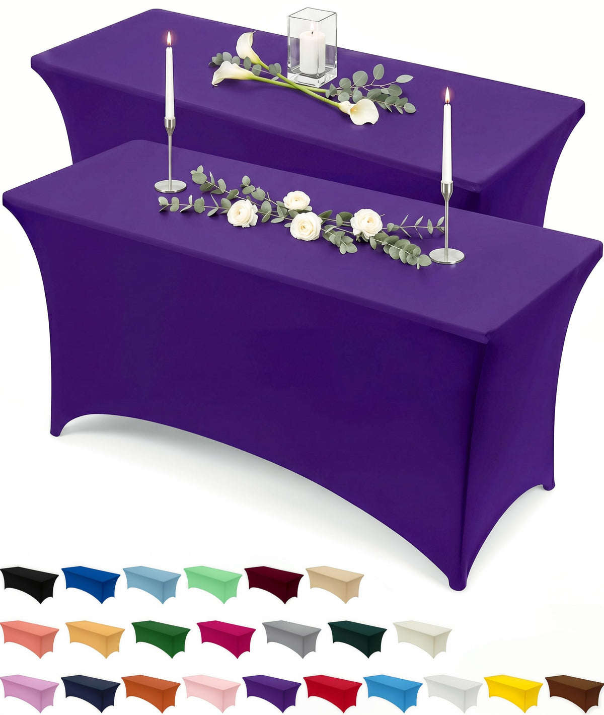 Utopia Kitchen Spandex Table Cloth 2 Pack [6FT, 72Lx30Wx30H Inch, Pink]