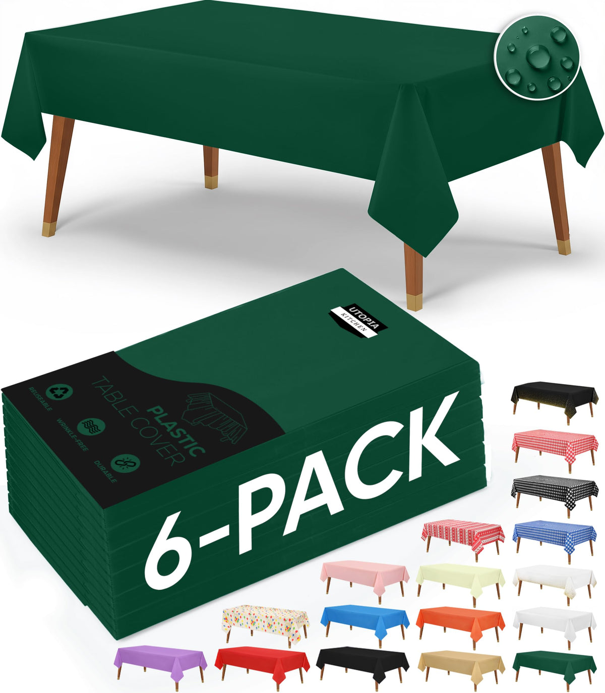 Utopia Kitchen Plastic Table Cloth Disposable [White, 12 Pack]
