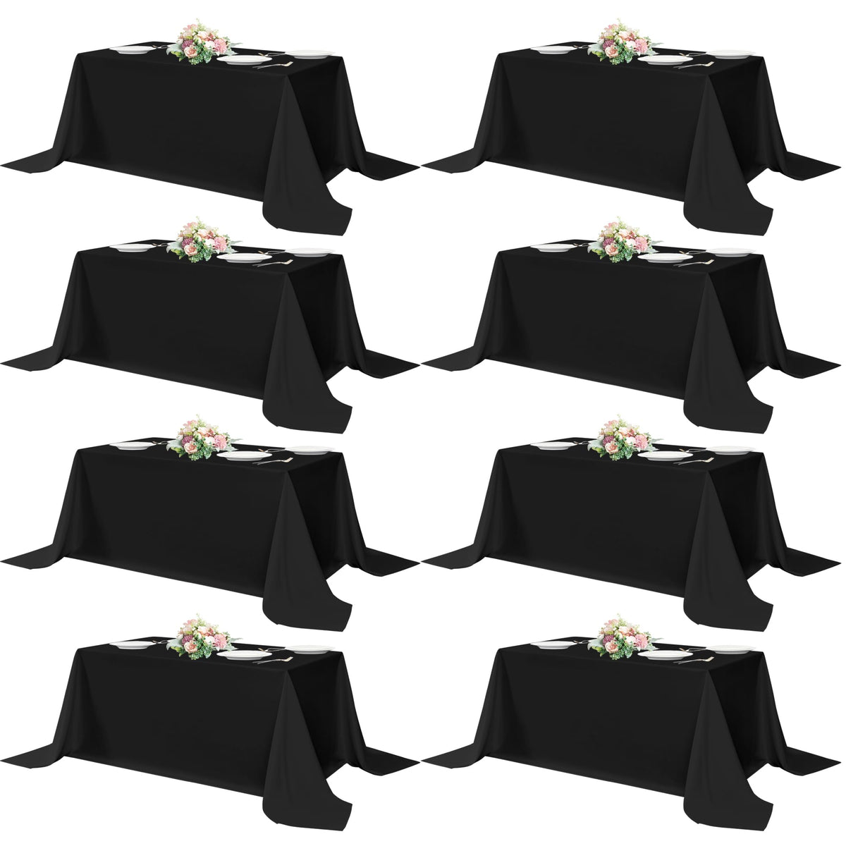 sancua White Table Cloths Rectangular, 8 Pack 90x132 Inch Tablecloths