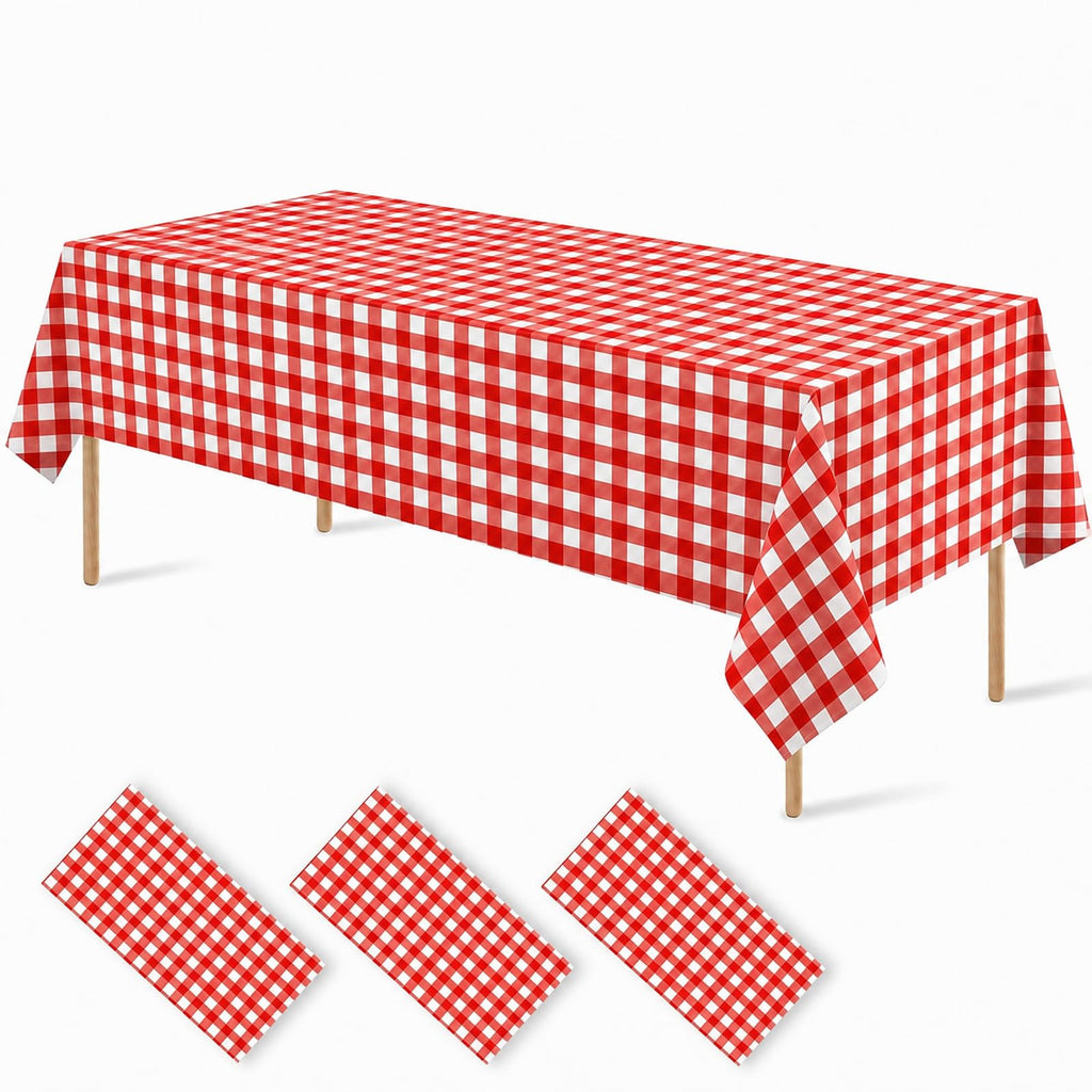 Docoper 3 Pack Sage Green Gingham Disposable Tablecloth Checkered
