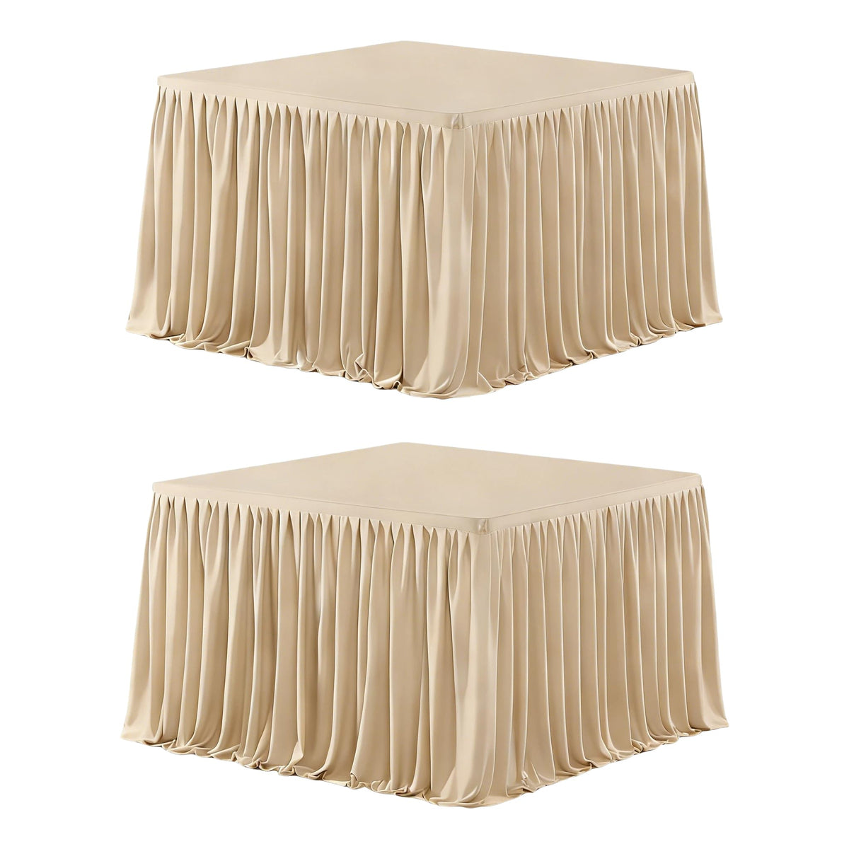 Wish Care 2 Pack Champagne Rectangle Table Clothes for 6 Foot Tables, Polyester Fitted Tablecloths 6t Stretch Table Cover for Wedding, Birthday, Parties, Trade Show, Craft Show