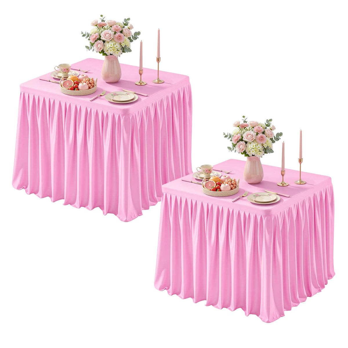 Black Square Tablecloths 34x34 Inch,Stretch Fitted Small Square Table Cloth Washable Fabric Card Table Cover with Pleated Ruffle Skirt for Dining,Kitchen,Buffet Parties,Trade Show,Vendor Stand