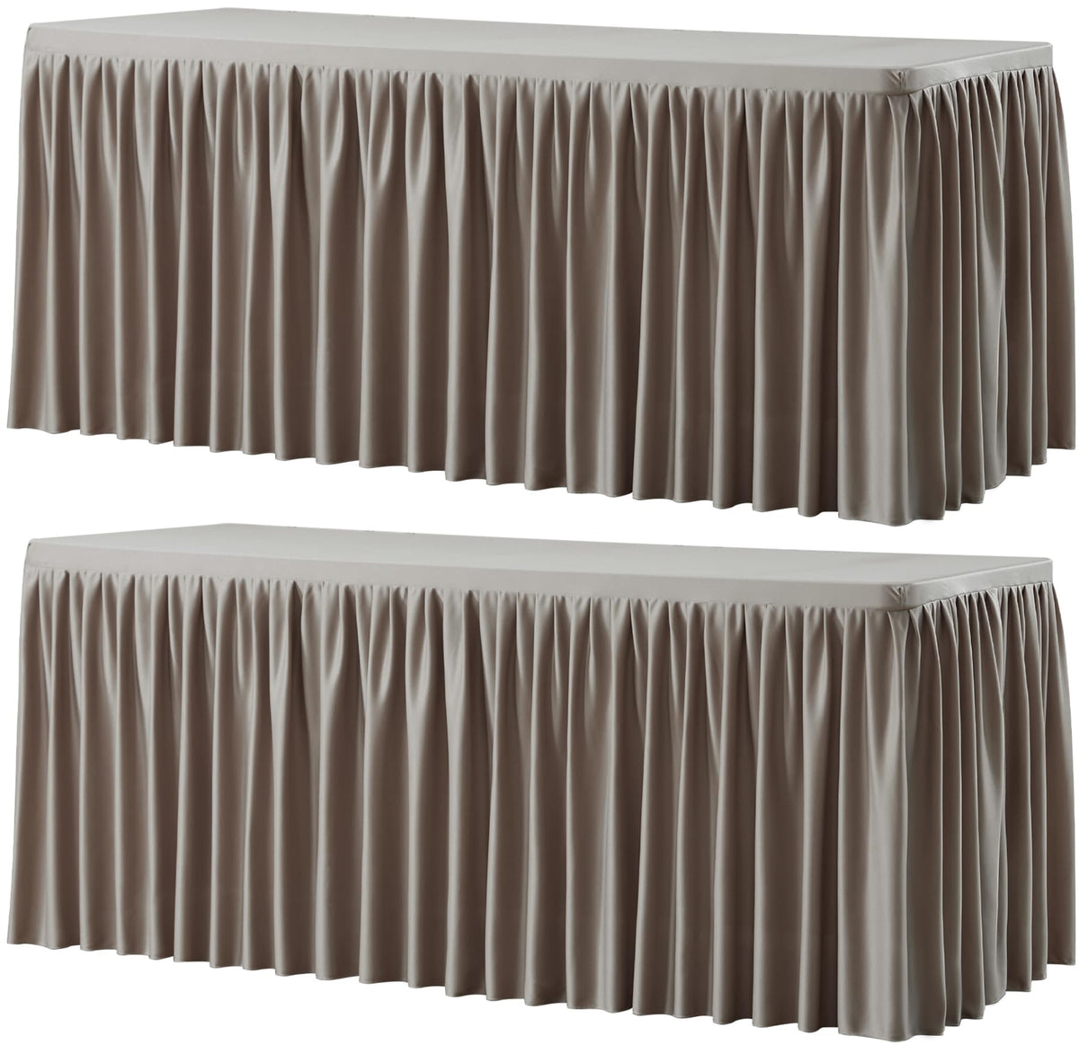 Wish Care 2 Pack Champagne Rectangle Table Clothes for 6 Foot Tables, Polyester Fitted Tablecloths 6t Stretch Table Cover for Wedding, Birthday, Parties, Trade Show, Craft Show