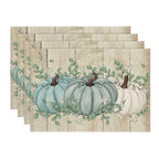 Artoid Mode Navy Blue Pumpkins Fall Placemats Set of 6-12 x 18 Inch