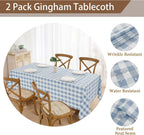 2 Pack Gingham Tablecloth Rectangle Checkered Tablecloth Washable
