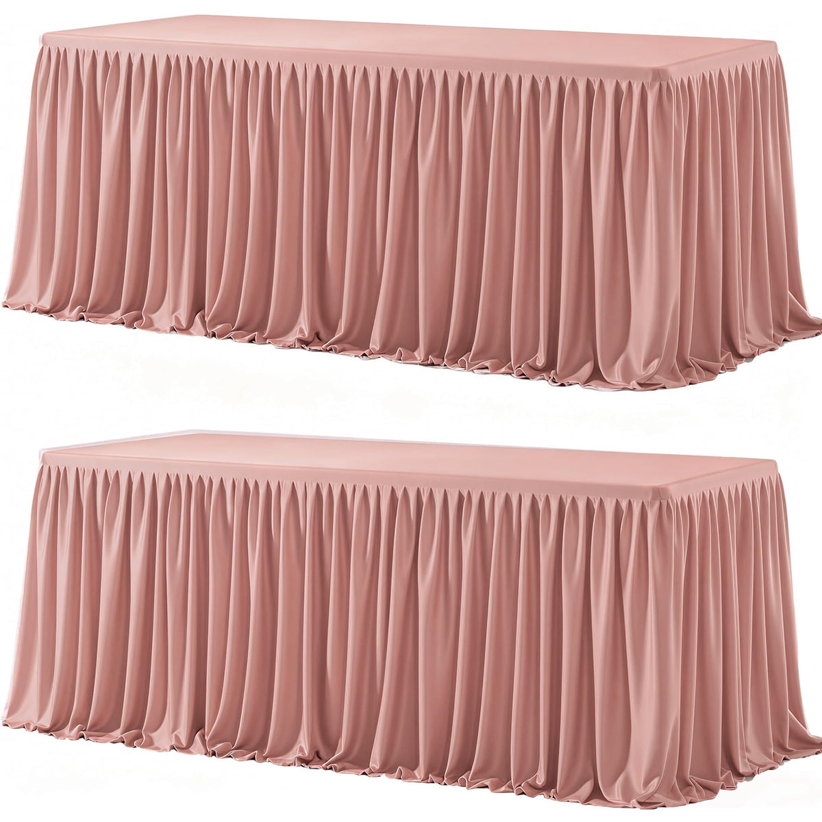 Wish Care 2 Pack Champagne Rectangle Table Clothes for 6 Foot Tables, Polyester Fitted Tablecloths 6t Stretch Table Cover for Wedding, Birthday, Parties, Trade Show, Craft Show