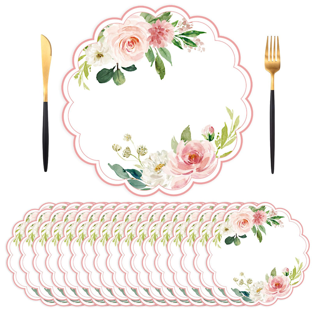 50 PCS Paper Placemats Disposable, Vintage Wildflower Place Mats