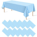 12Pack Sage Green Plastic Checkered Tablecloth, Premium Decorative Disposable Sage Green Gingham Plaid Table Cloths for Parties, Rectangle Party Table Cover for Picnic Birthday Wedding, 54x108 Inch
