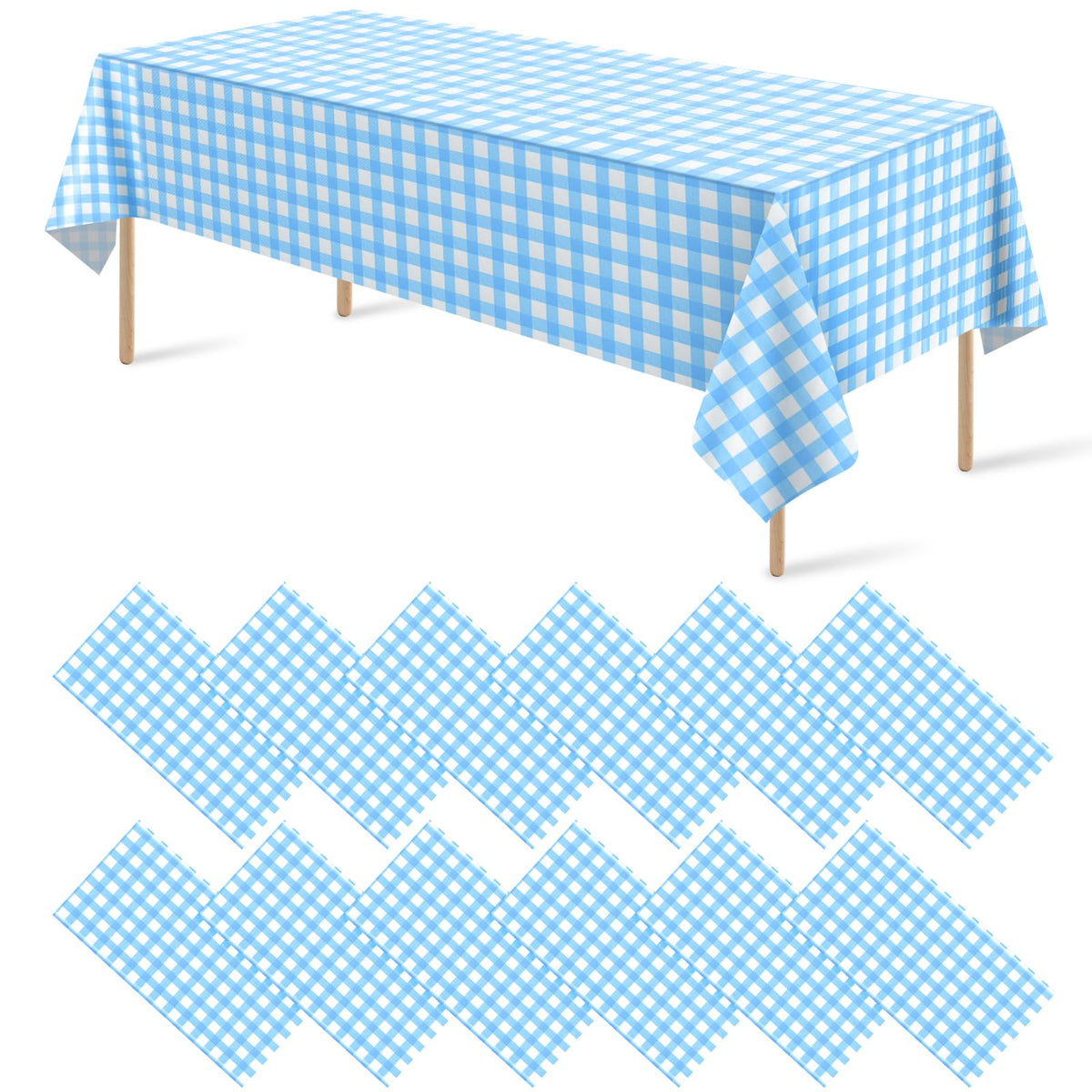12Pack Sage Green Plastic Checkered Tablecloth, Premium Decorative Disposable Sage Green Gingham Plaid Table Cloths for Parties, Rectangle Party Table Cover for Picnic Birthday Wedding, 54x108 Inch