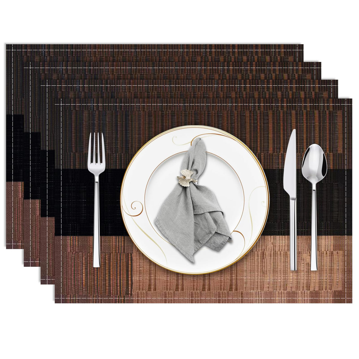 Niviy Placemats, Placemats Set of 4 Washable Place Mats, Green 12" x 18"