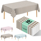 10 Pack Silver Grey Plastic Tablecloth 54x108 Inch Disposable Waterproof Rectangle Table Cover for Party Birthday Wedding Picnic Outdoor