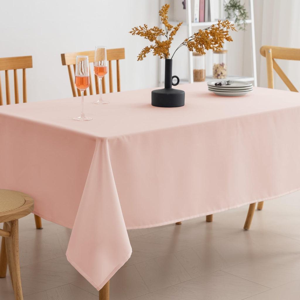Amazon Basics Thin Rectangle Tablecloth, Water-Resistant Textured Fabric, Wrinkle Resistant, Washable Decorative Table Cover for Dining, Parties, 60" x 84", White, Pack of 1