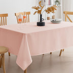 Amazon Basics Thin Rectangle Tablecloth, Water-Resistant Textured Fabric, Wrinkle Resistant, Washable Decorative Table Cover for Dining, Parties, 60" x 84", White, Pack of 1