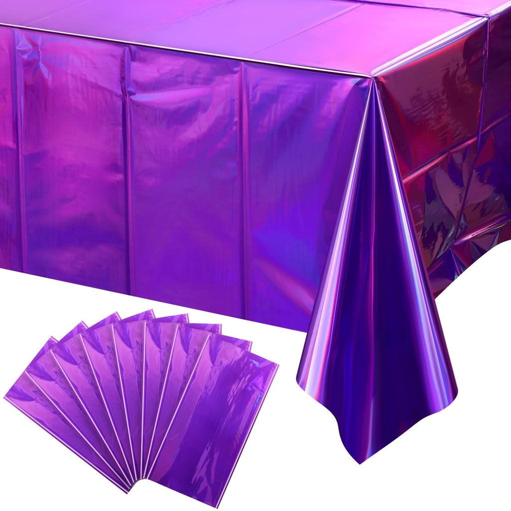 3 Pack Rose Gold Plastic Tablecloth, Dusty Pink Disposable Rectangle Table Covers, Holographic Metallic Foil Tablecloth Rose Party Supplies Decorations for Birthday Wedding Bachelorette, 54x108Inch