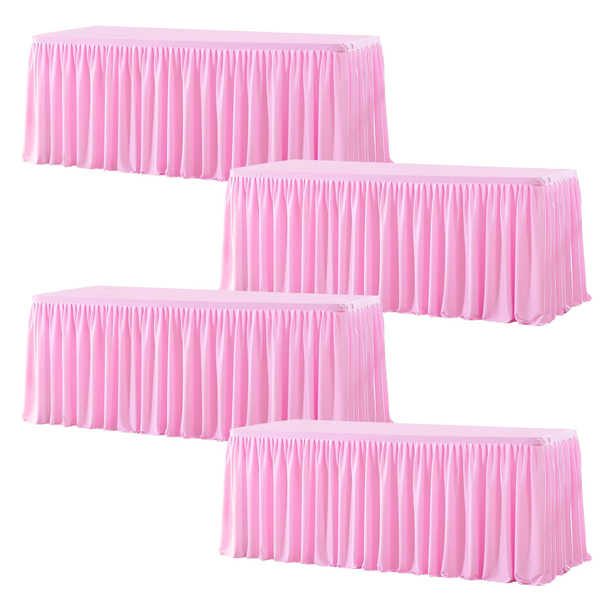 Wish Care 2 Pack Champagne Rectangle Table Clothes for 6 Foot Tables, Polyester Fitted Tablecloths 6t Stretch Table Cover for Wedding, Birthday, Parties, Trade Show, Craft Show