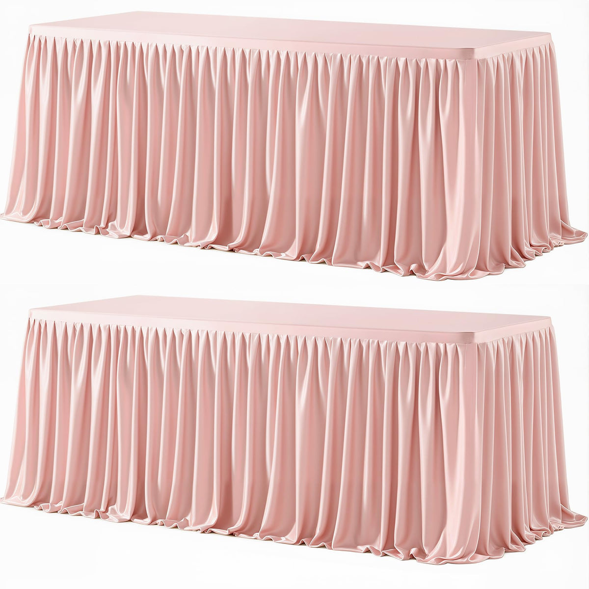 Wish Care 2 Pack Champagne Rectangle Table Clothes for 6 Foot Tables, Polyester Fitted Tablecloths 6t Stretch Table Cover for Wedding, Birthday, Parties, Trade Show, Craft Show