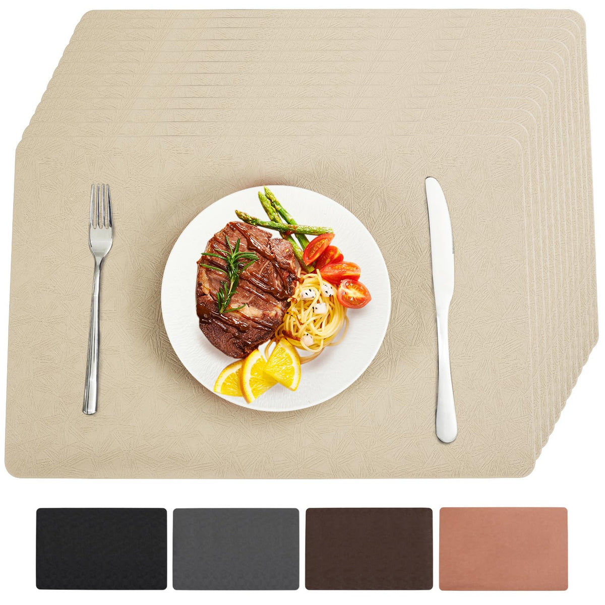 Black Halloween Vinyl Placemats Set of 6 Waterproof Table Mats