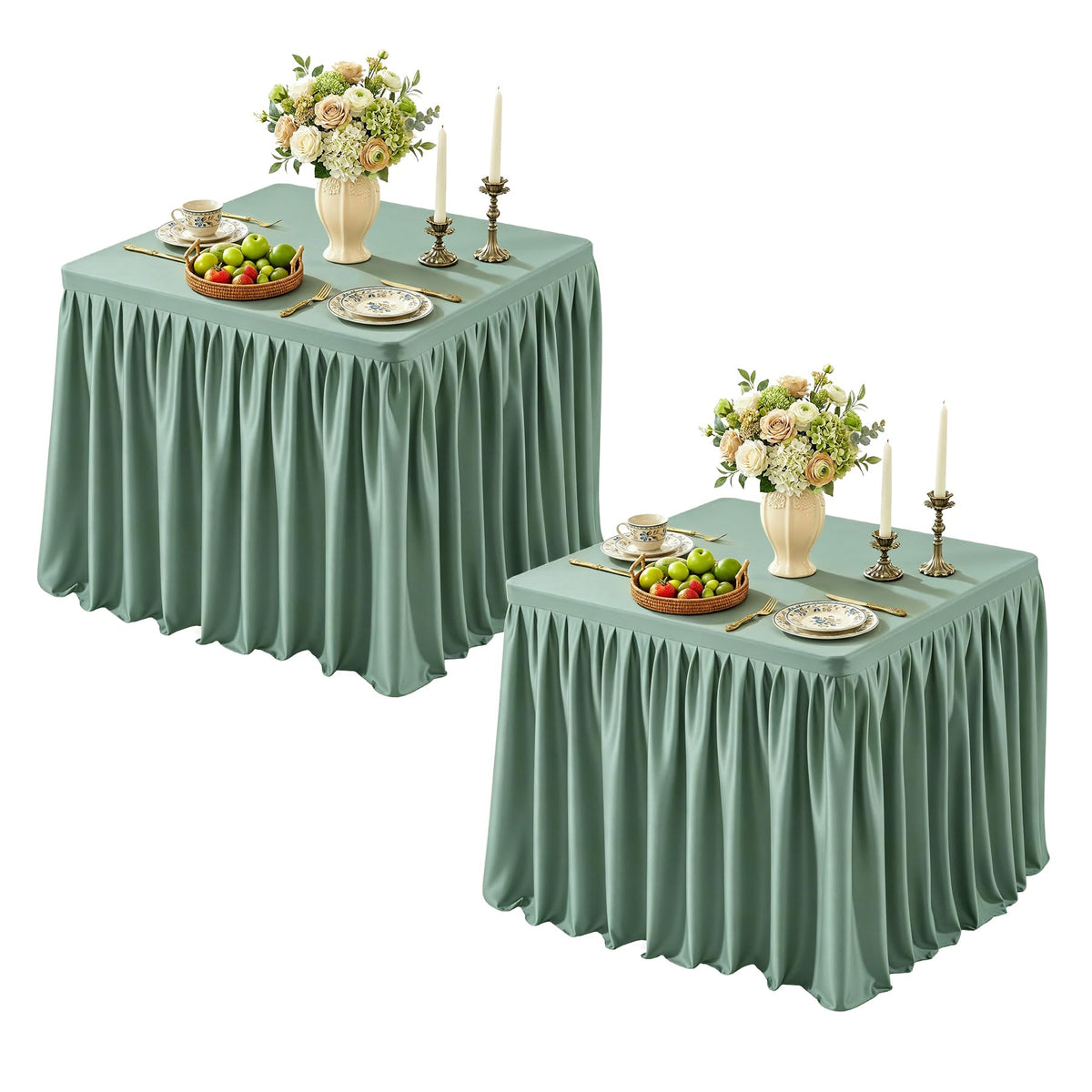 Black Square Tablecloths 34x34 Inch,Stretch Fitted Small Square Table Cloth Washable Fabric Card Table Cover with Pleated Ruffle Skirt for Dining,Kitchen,Buffet Parties,Trade Show,Vendor Stand