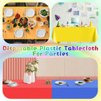 mwellewm 6Pc Plastic Table Cloth Disposable Tablecloth for Rectangle Tables