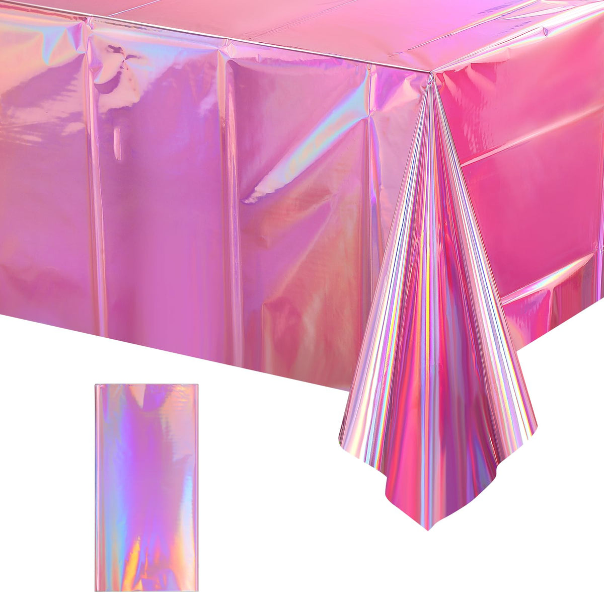 3 Pack Rose Gold Plastic Tablecloth, Dusty Pink Disposable Rectangle Table Covers, Holographic Metallic Foil Tablecloth Rose Party Supplies Decorations for Birthday Wedding Bachelorette, 54x108Inch