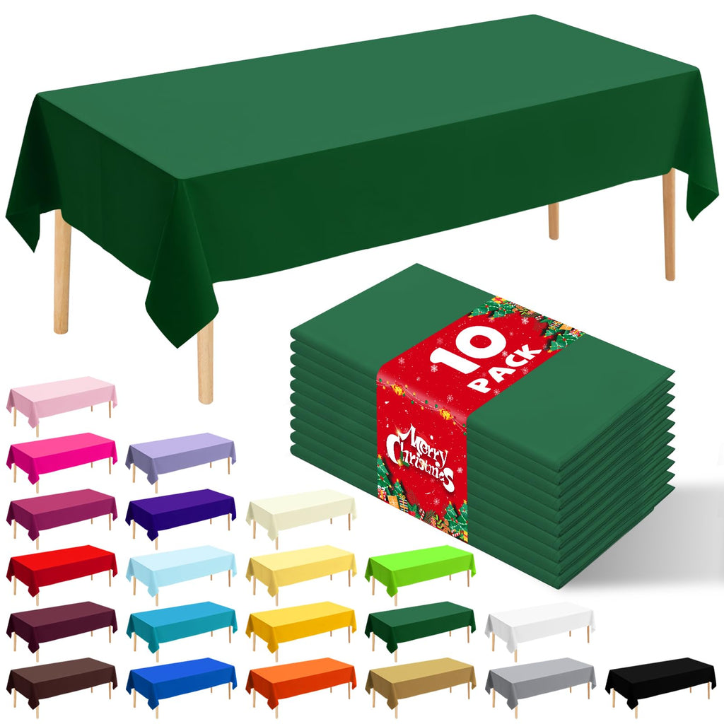 10 Pack Silver Grey Plastic Tablecloth 54x108 Inch Disposable Waterproof Rectangle Table Cover for Party Birthday Wedding Picnic Outdoor