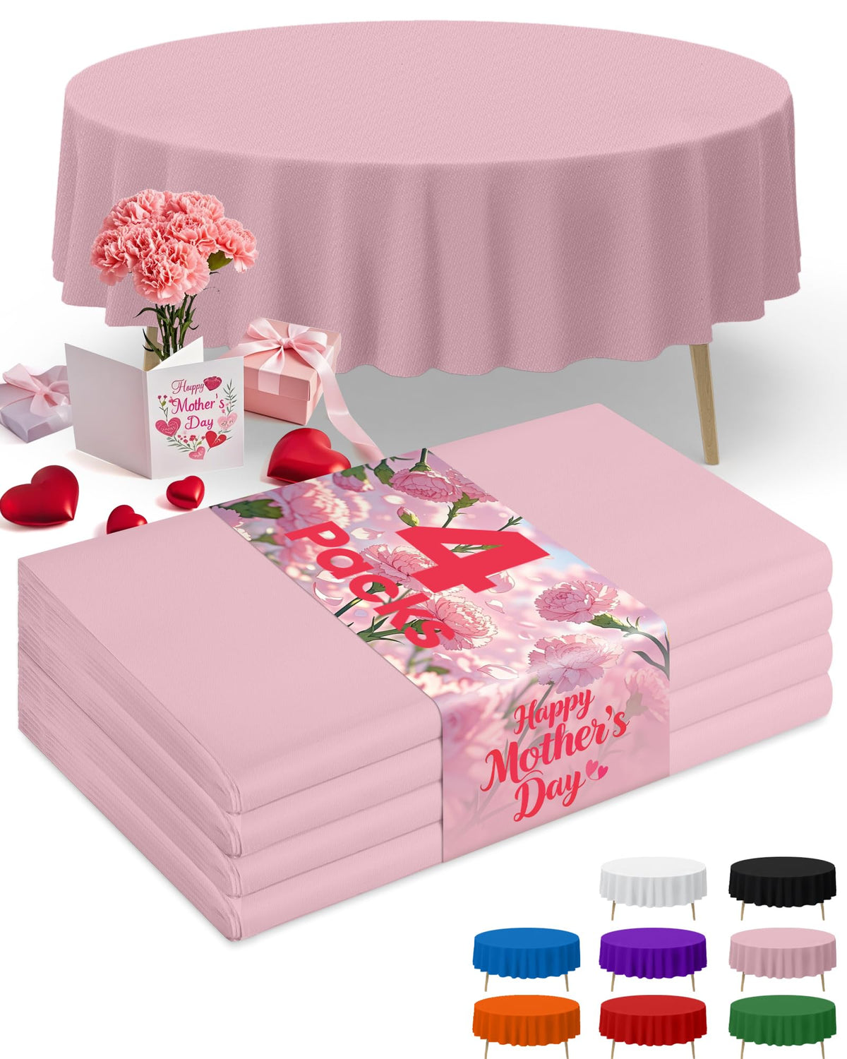 Niuara Ivory Plastic Table Cloth Disposable, 4 Pack, 54 x 108 in
