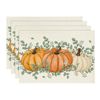 Artoid Mode Navy Blue Pumpkins Fall Placemats Set of 6-12 x 18 Inch