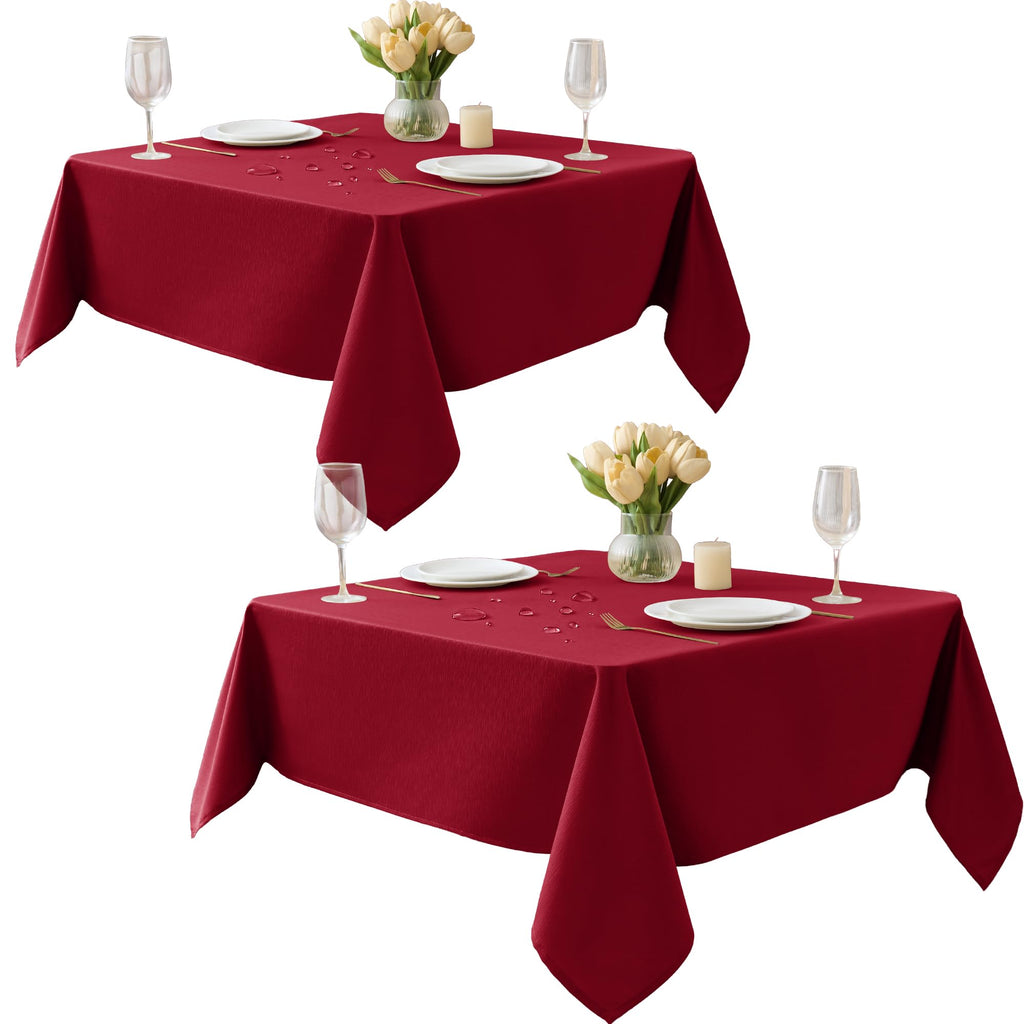 Fall Tablecloths Rectangular 6ft, Slub Texture, Waterproof, 2-Pack