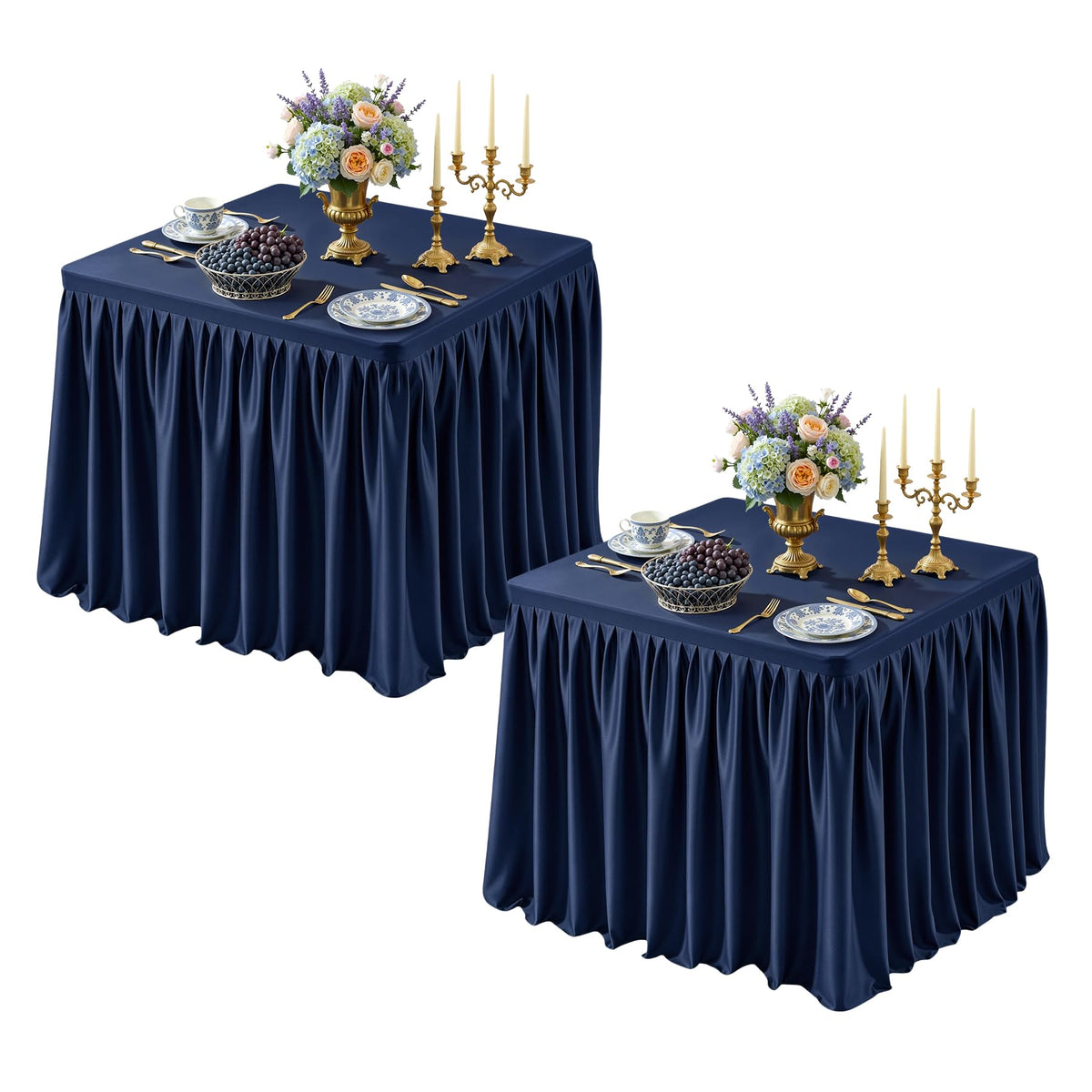 Black Square Tablecloths 34x34 Inch,Stretch Fitted Small Square Table Cloth Washable Fabric Card Table Cover with Pleated Ruffle Skirt for Dining,Kitchen,Buffet Parties,Trade Show,Vendor Stand