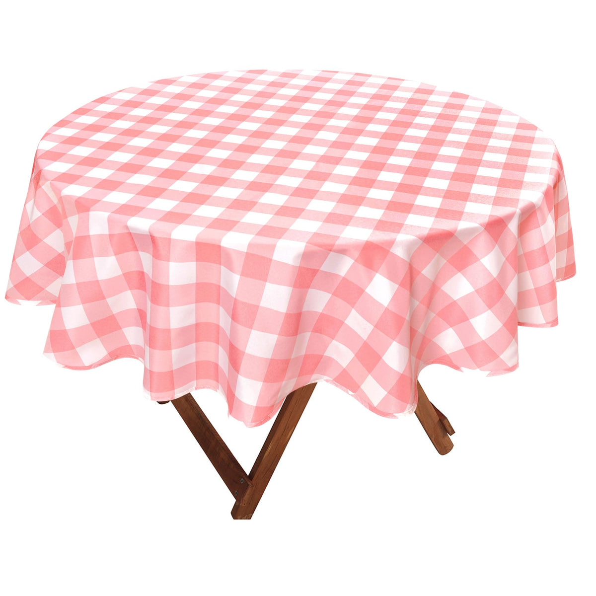 Hiasan Checkered Round Tablecloth 60 Inch Waterproof, Red and White