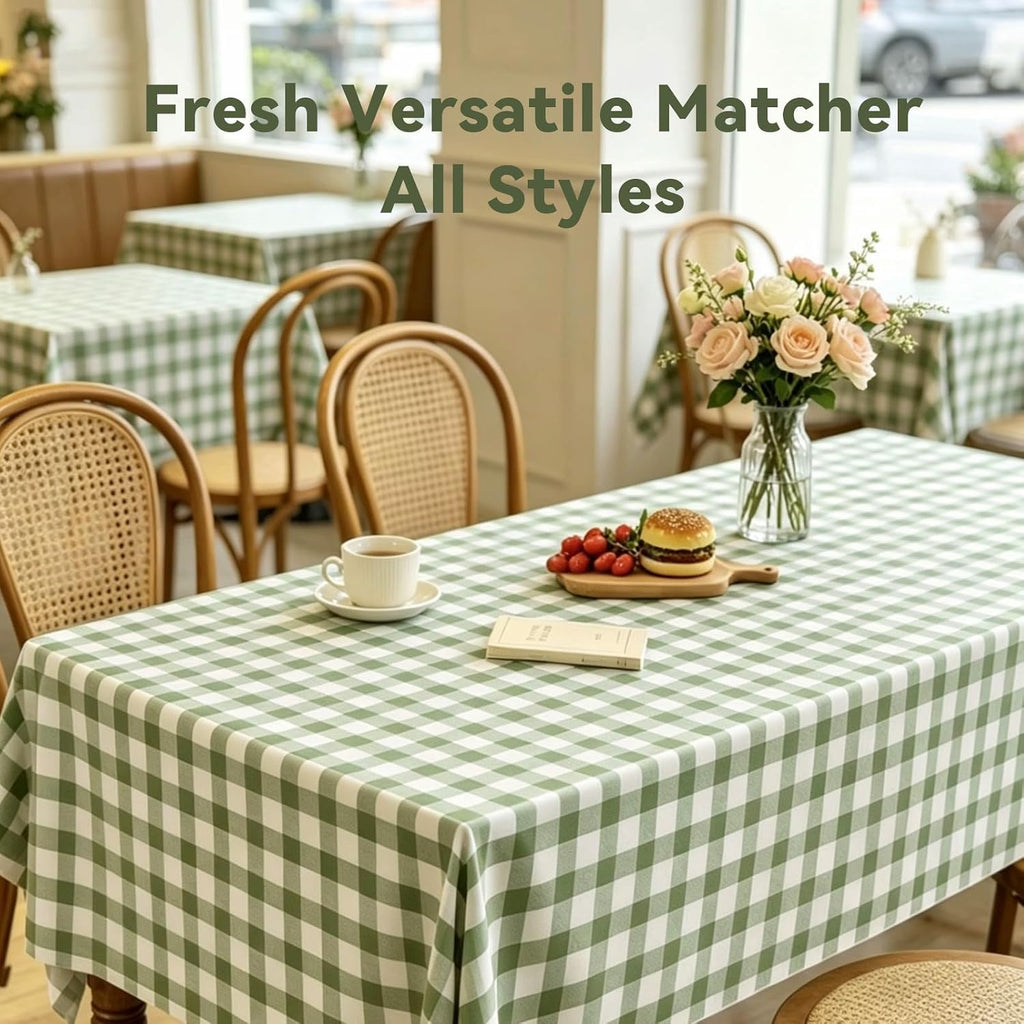 Docoper 3 Pack Sage Green Gingham Disposable Tablecloth Checkered