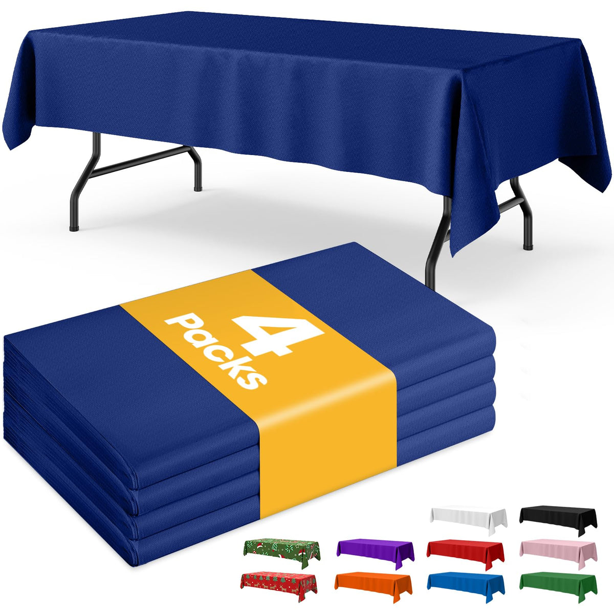 Niuara Ivory Plastic Table Cloth Disposable, 4 Pack, 54 x 108 in