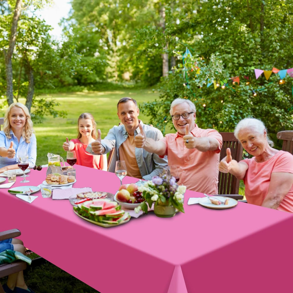 12 Pack Hawaiian Plastic Tablecloth for Rectangle Tables, Pink Green Yellow Tropical Disposable Table Cover, Luau Rectangle Table Cloth for Summer Flamingo Birthday Picnic Party Supplies Decorations