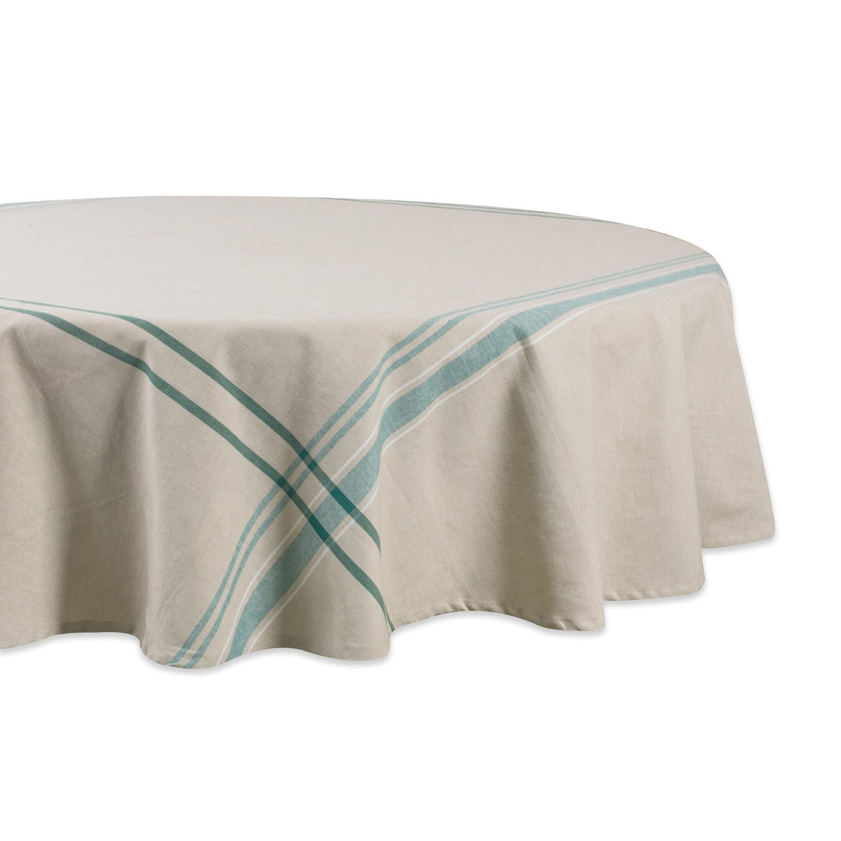 DII French Stripe Tabletop Collection Farmhouse Style Dining Table Linen Tablecloth, 60x84, Blue Chambray
