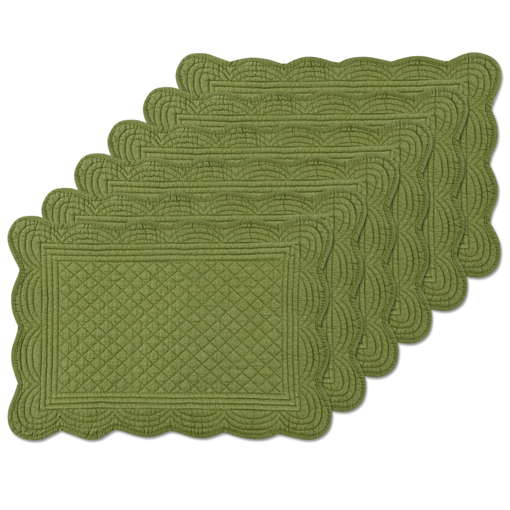 6 PC Quilted Placemats, 18"X13"Extra Large Cotton Placemats Set of 6, 100% Cotton Fabric Washable Cloth Table Mats for Kitchen & Dining Table - Soft &Easy Clean(Sapphire Blue, Rectangular)