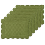 6 PC Quilted Placemats, 18"X13"Extra Large Cotton Placemats Set of 6, 100% Cotton Fabric Washable Cloth Table Mats for Kitchen & Dining Table - Soft &Easy Clean(Sapphire Blue, Rectangular)