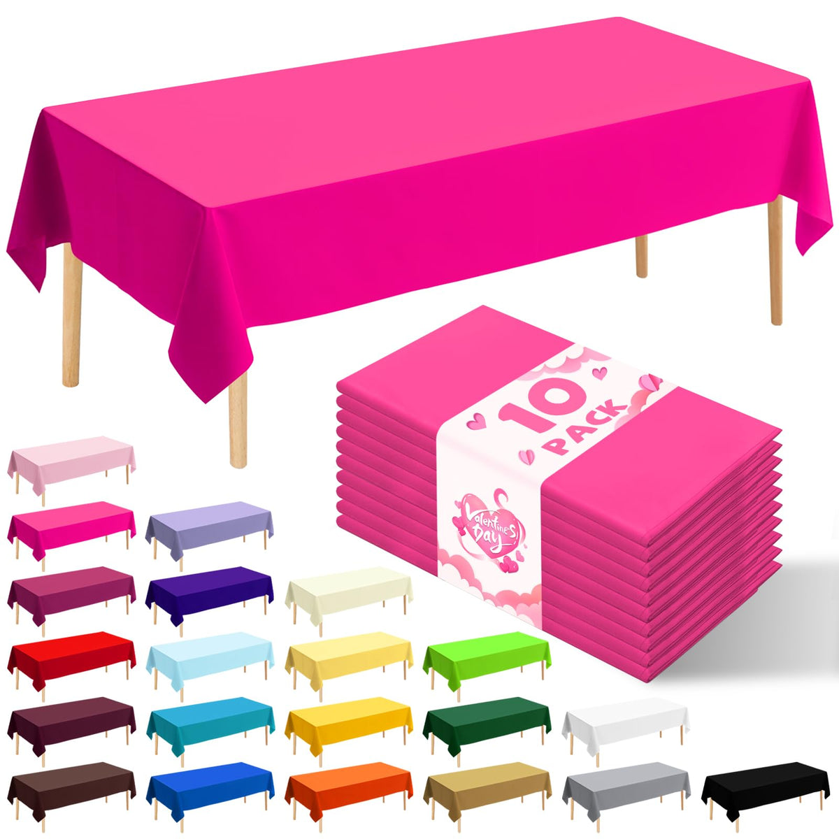 10 Pack Silver Grey Plastic Tablecloth 54x108 Inch Disposable Waterproof Rectangle Table Cover for Party Birthday Wedding Picnic Outdoor