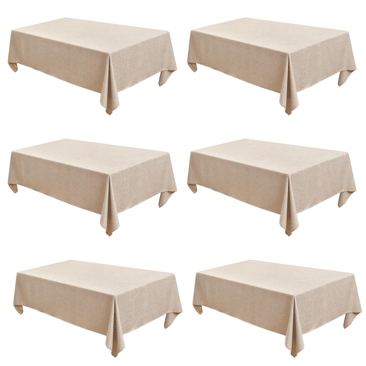 Fitable Nature Faux Linen Tablecloths Rectangle 60 x 84 Inch - 2 Pack Neutral Table Clothes for 4-6 Foot Tables, Wrinkle-Proof Faux Burlap Table Cover for Dining, Farmhouse, Outdoor Picnic, Camping